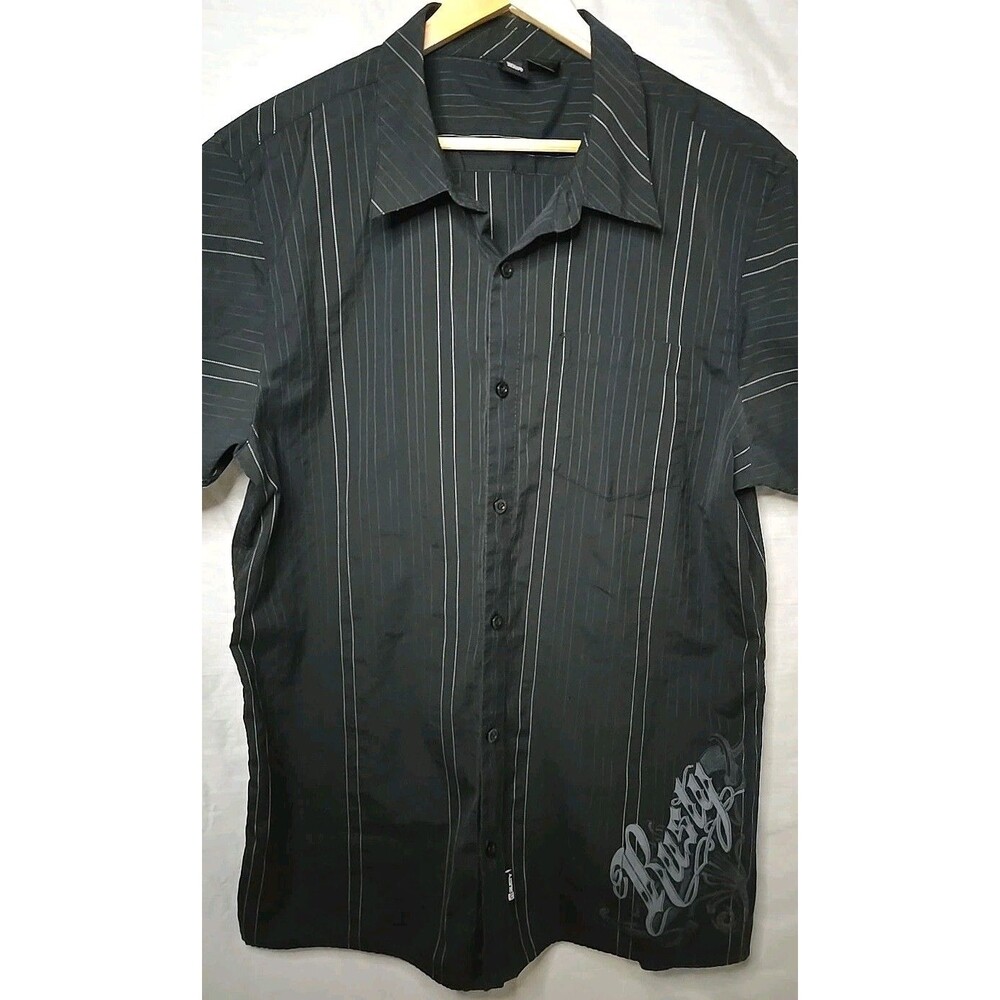 Rusty Short Sleeve Button Shirt, Sz XL, Black, Print